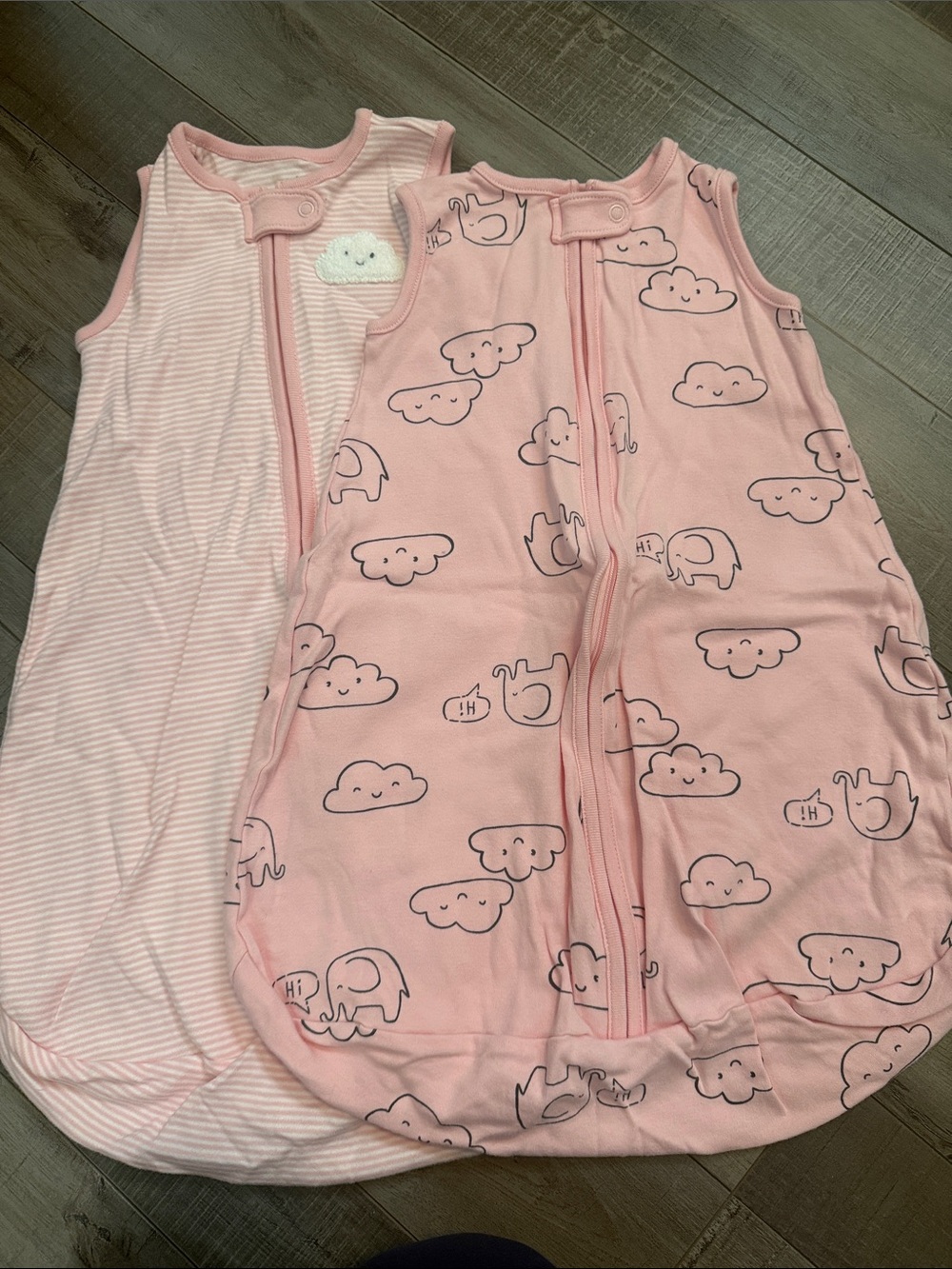 Carter's Pink Cloud & Elephant Sleep Sacks - Soft Zip Pajama Sack Duo